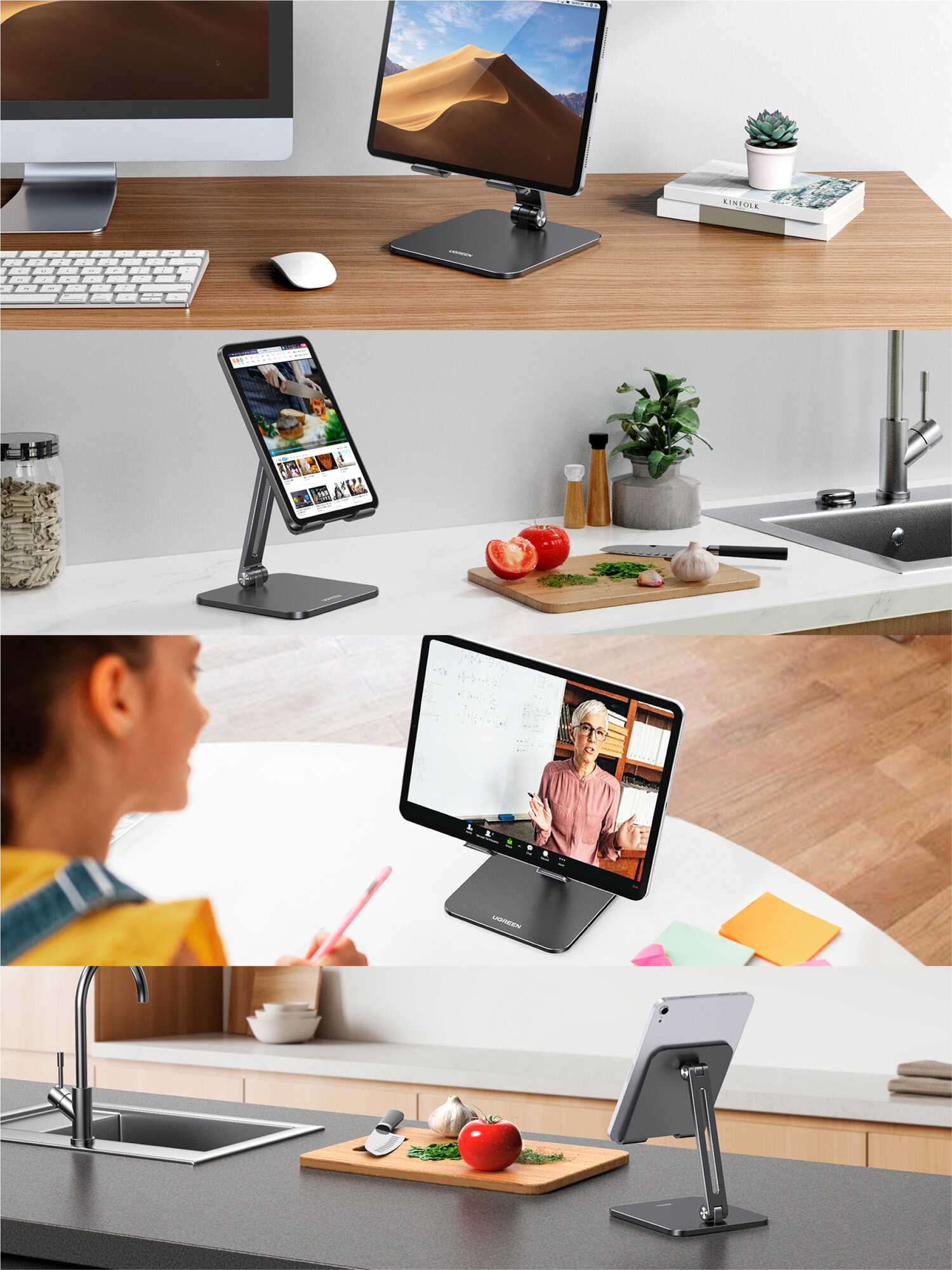 Подставка для телефонов и планшетов UGREEN LP134 (40393) Foldable Metal Tablet Stand складная. Цвет: серый — фото 1