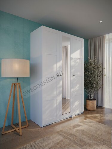 Изображение товара Шкаф IKEA "пакс/макс", белый, с зеркалом, 150 см x 233 см x 61 см