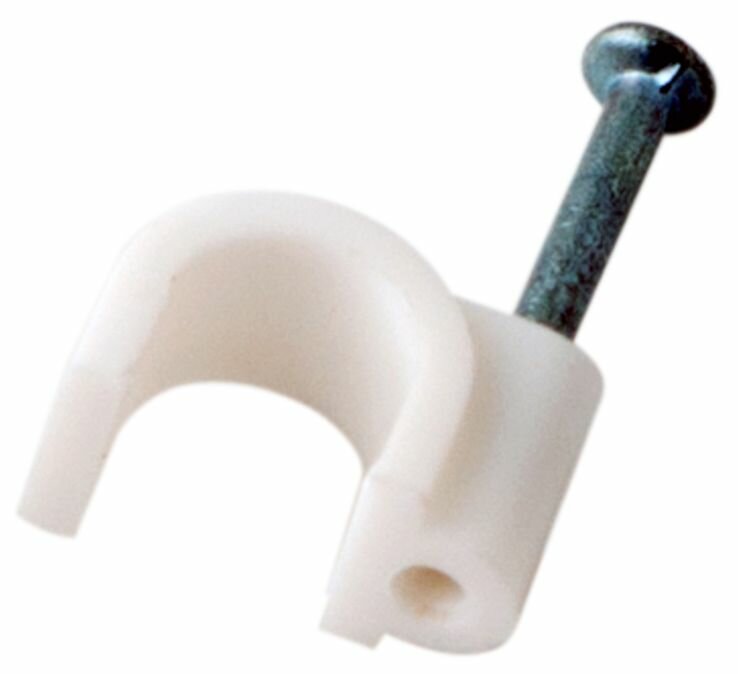 Скобы для кабеля круглые 7мм (50шт/уп) белый REXANT (10/300)