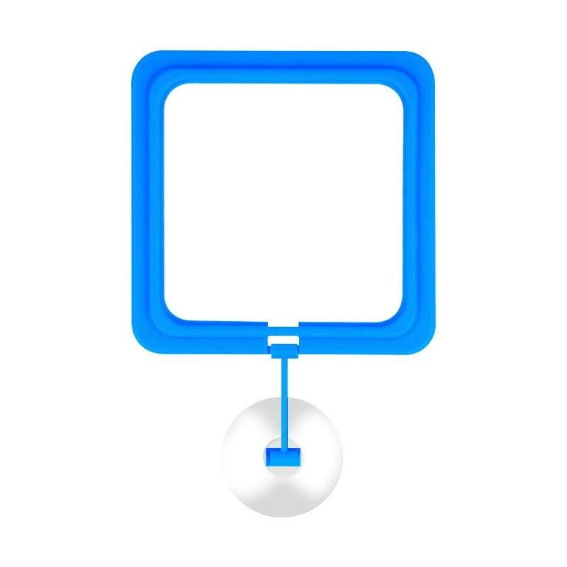 Кормушка для аквариума приспособление для кормления рыб плавающий кольцо для кормления гуппий кормушка для креветок кормушка для рыбной еды синий квадрат новая модель с присосками 1 штука