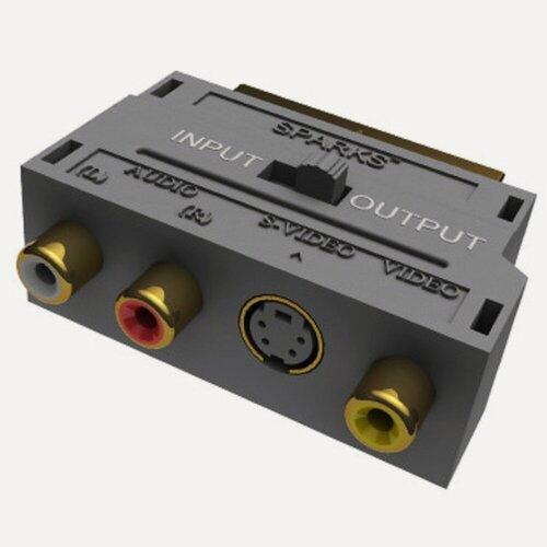 Изображение товара Переход SCART штекер - 3 x RCA гнездо "вход-выход" пластик( 1 штука)