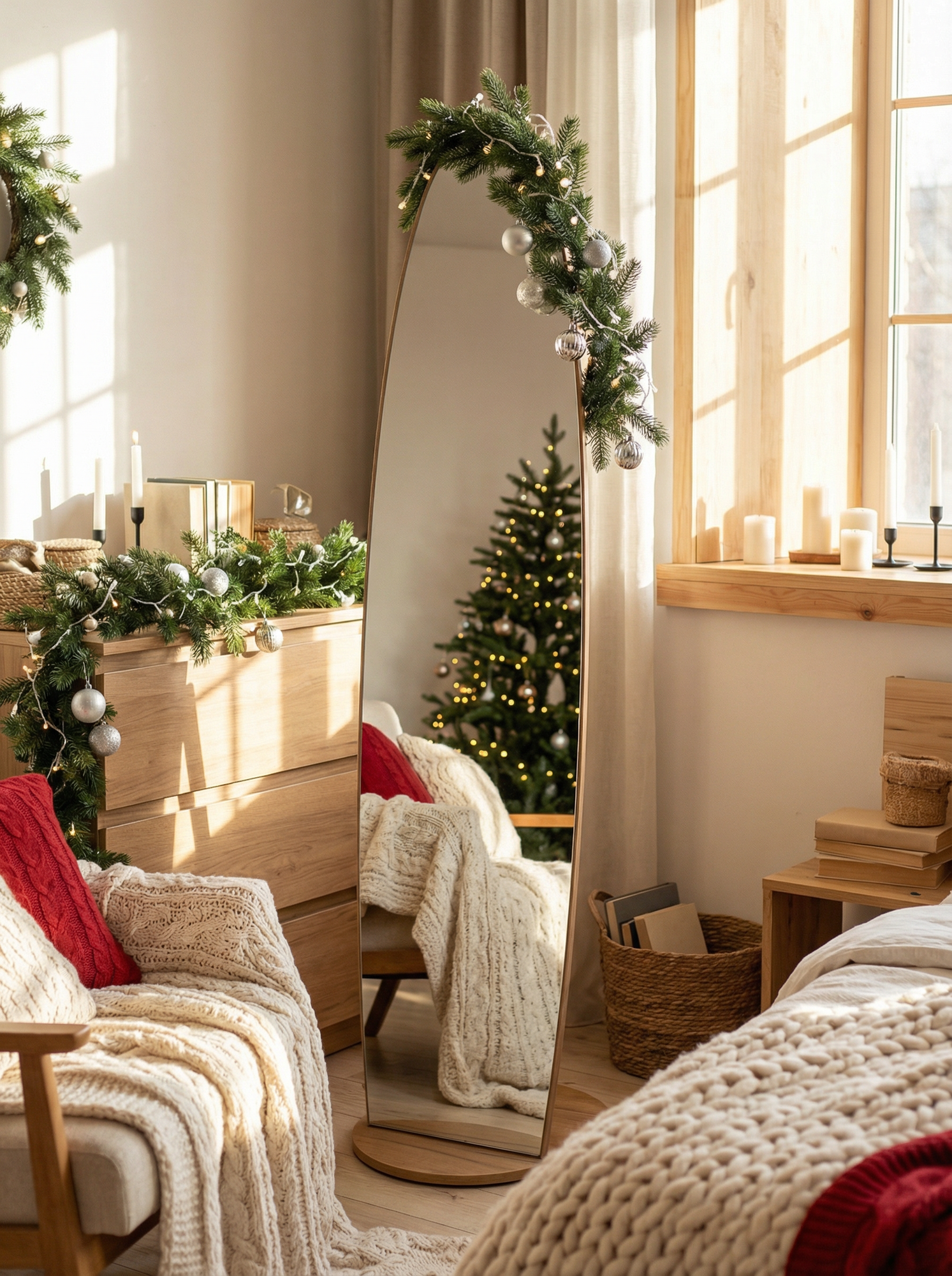 Зеркало напольное в полный рост Стелла 1 дуб крафт золотой 1578 см х 404 см