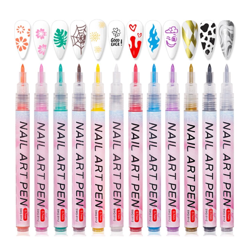 Тонкие Наконечники Маникюрных Инструментов для DIY Nail Art Painting Nail Beauty Adorn (12 Цветов)