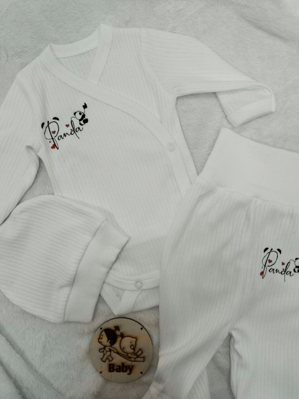 Комплект одежды TAKRO 1, размер 1-2 мес, бежевый/белый — фото 1