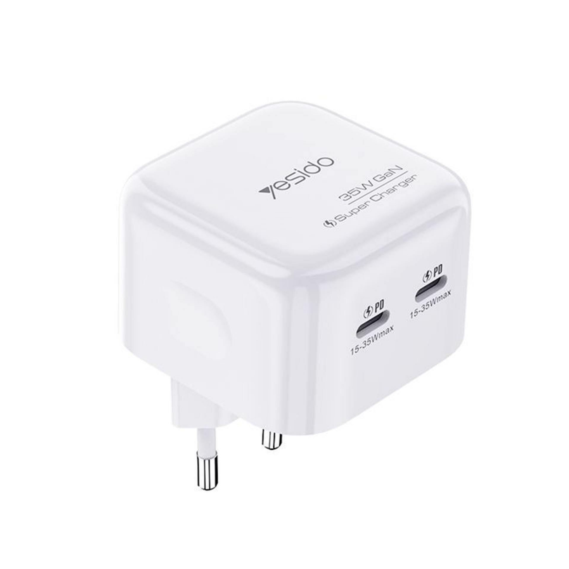 Сетевое зарядное устройство Yesido YC38 35W GaN, Dual PD, быстрая зарядка