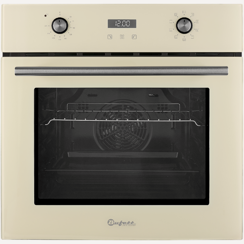 Изображение товара Духовой шкаф Bufett YON 172 электрический, встраиваемый, 60см, 56л, 9 программ, гриль, конвекция, 2800 Вт, бежевый