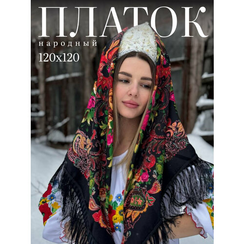 фото Платок базовая коллекция для женщин, черный