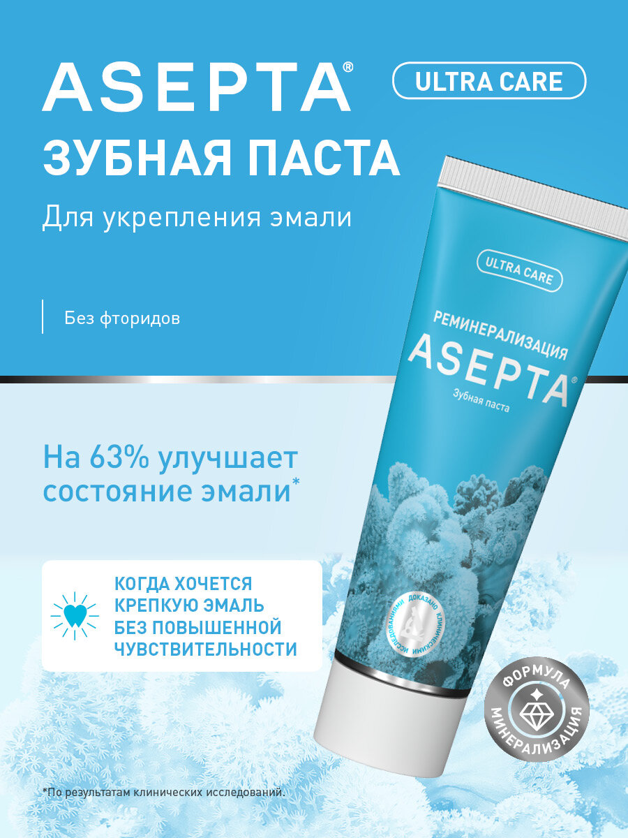 Зубная паста Асепта Minerals для укрепления эмали и реминерализации, 75 г