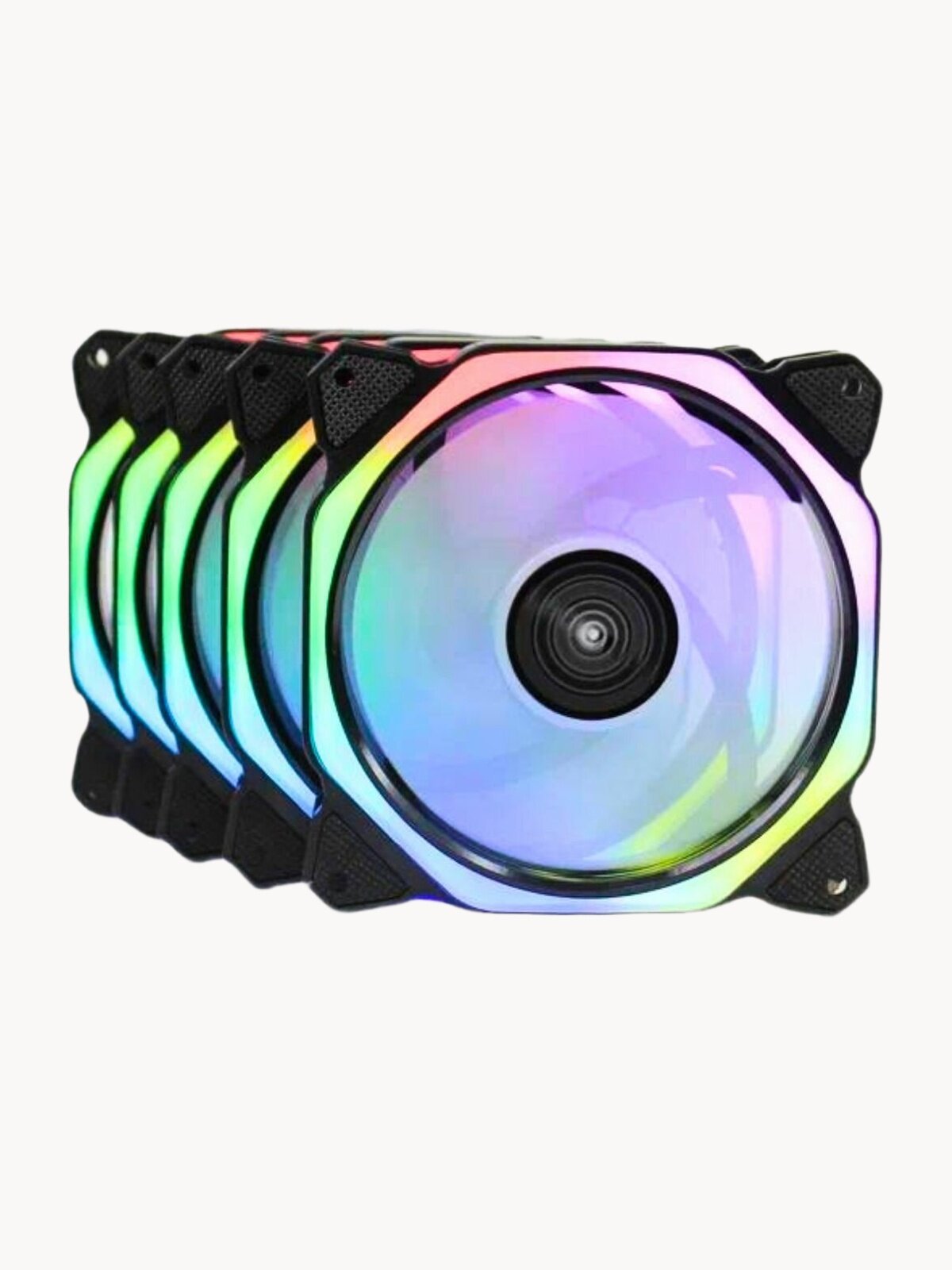 Вентилятор (кулер) с ARGB подсветкой для корпуса ПК, комплект 5 кулеров + контроллер + пульт