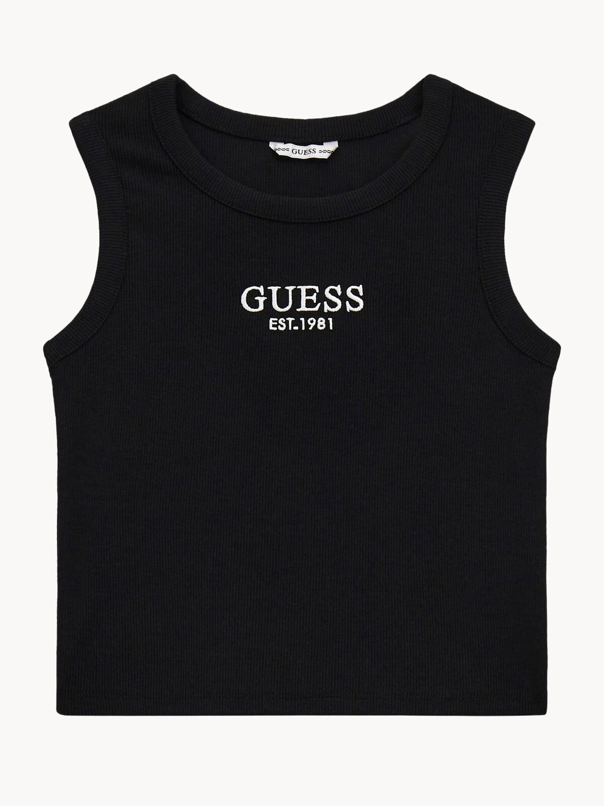 Майка GUESS Rib Midi SL T-Shirt, размер 10, черный
