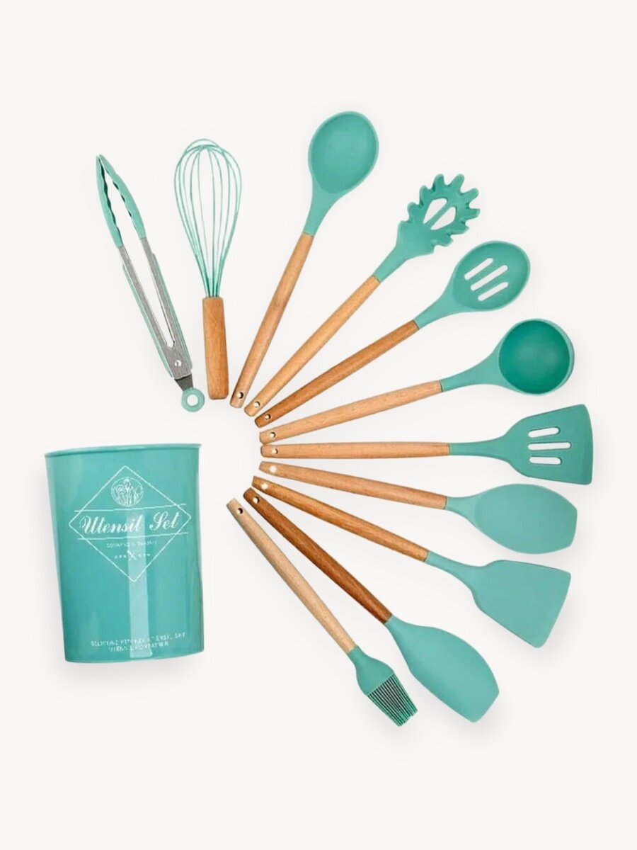 Набор кухонных принадлежностей Kitchen Set 11 штук бирюзовый