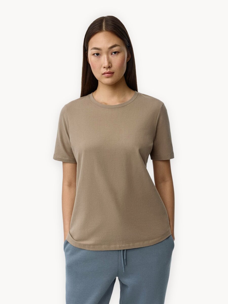 Футболка Sela Kris Regular fit, размер S INT, бежево-зеленый