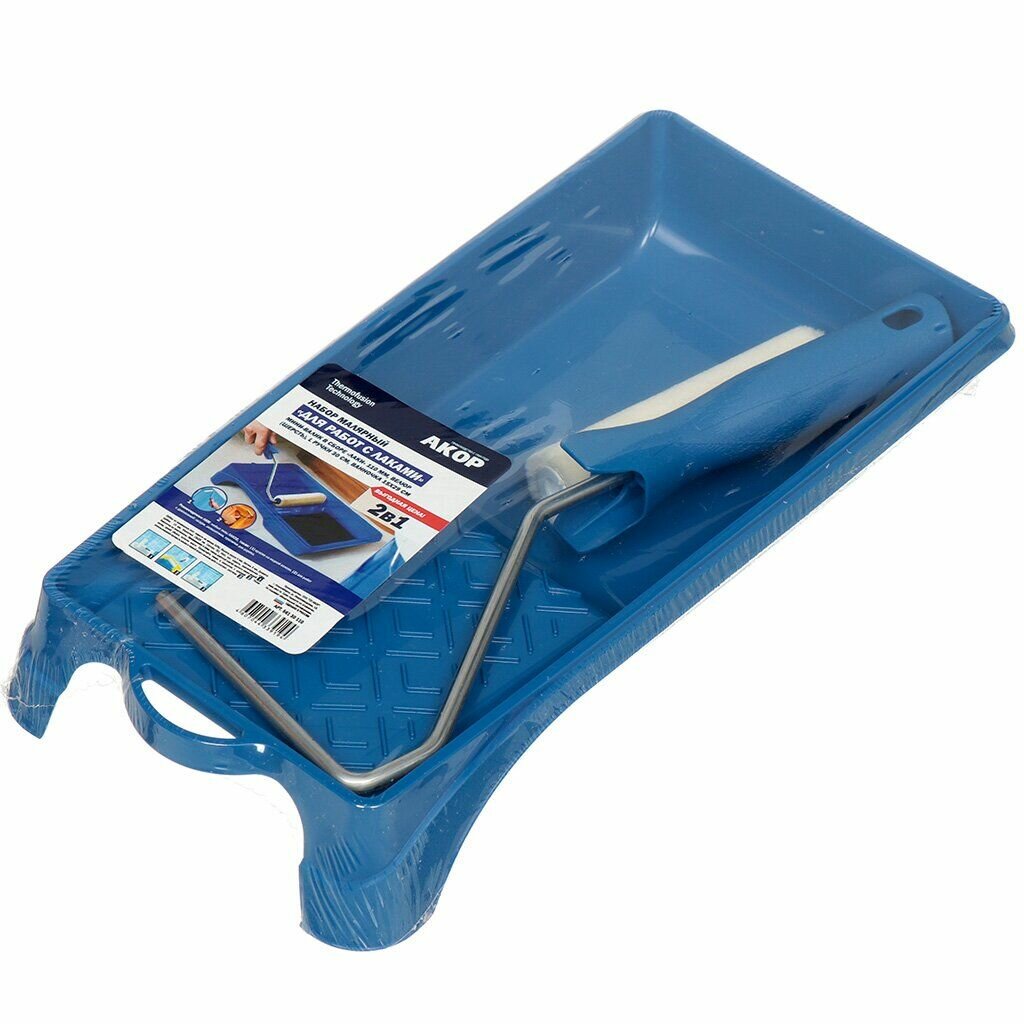 Набор для работ с лаками НИЗ 2 шт, мини-валик 110 мм, ванночка 15х29 см