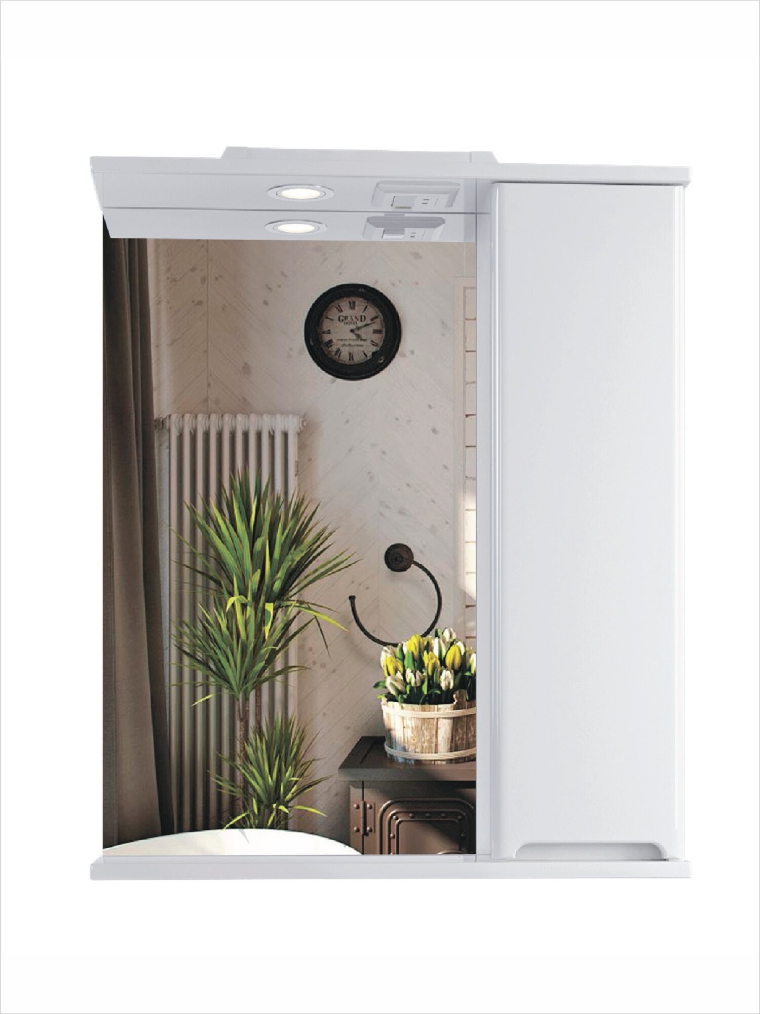 Шкаф-зеркало с подсветкой Vannika Flavia 60 для ванной комнаты белый