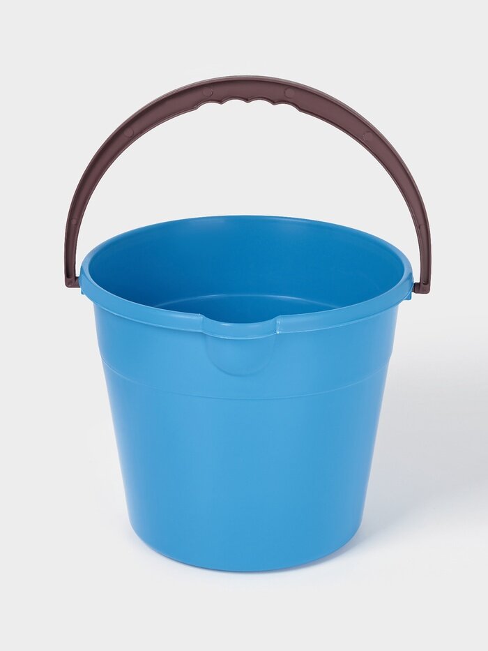 Ведро хозяйственное со сливом, 10 л, d=28 см, h=24 см, пластик, голубое