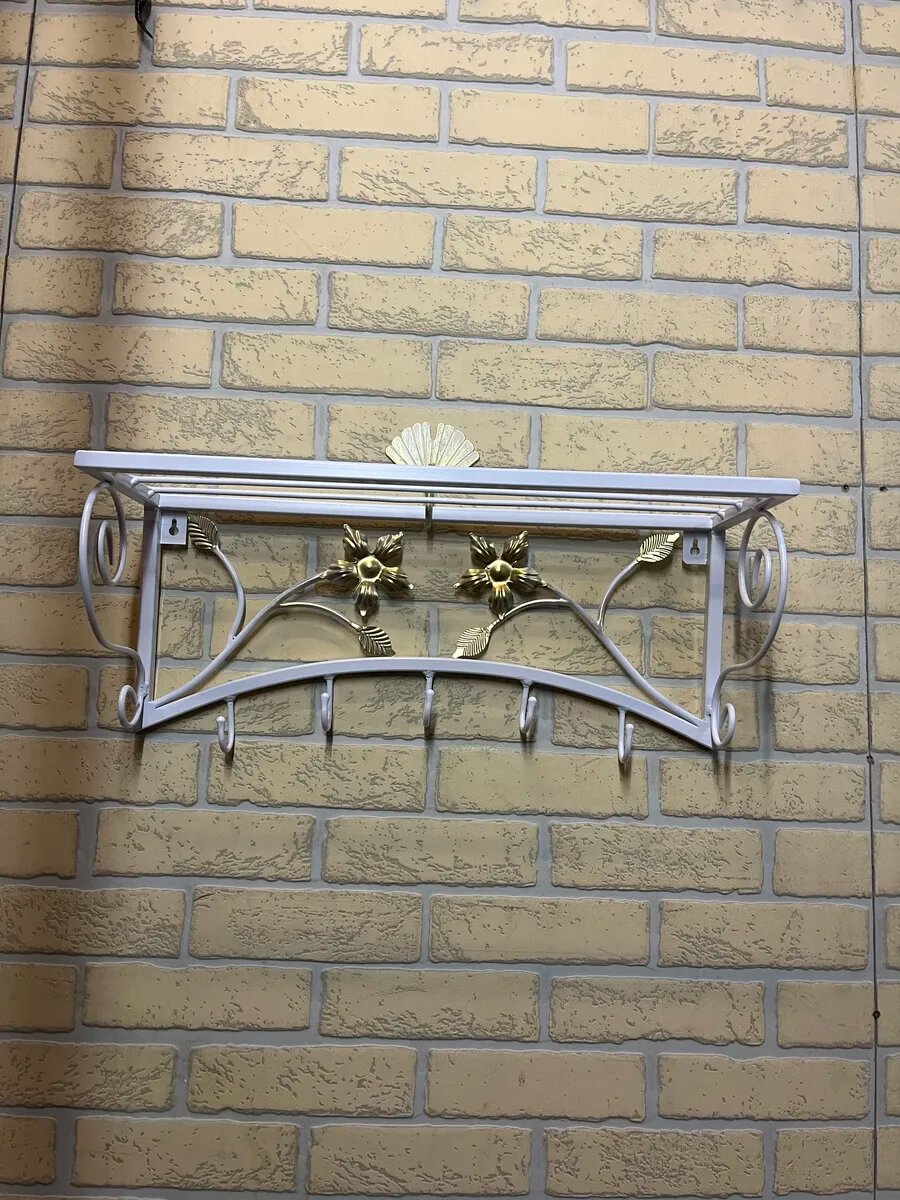 Вешалка настенная, кованая, Студия кованой мебели Нива, цвет белый/бронзовый — фото 1