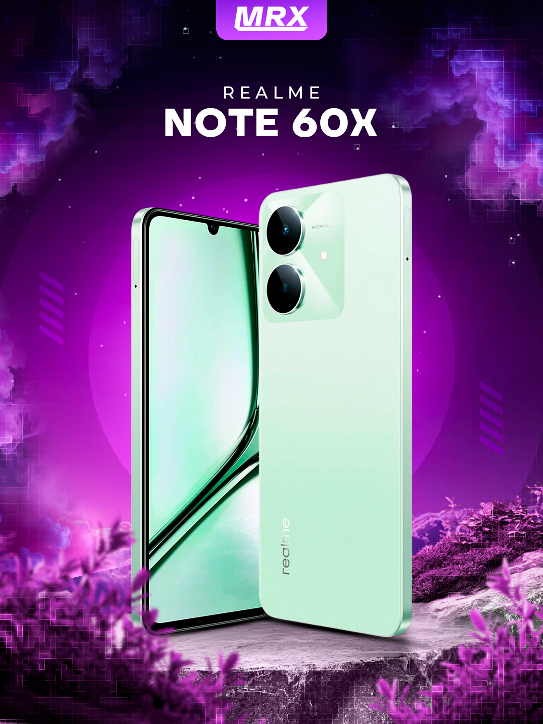 Смартфон Realme Note 60x 3/64 ГБ, зеленый, IPS 90 Hz дисплей, 5000 mAh, 10W,