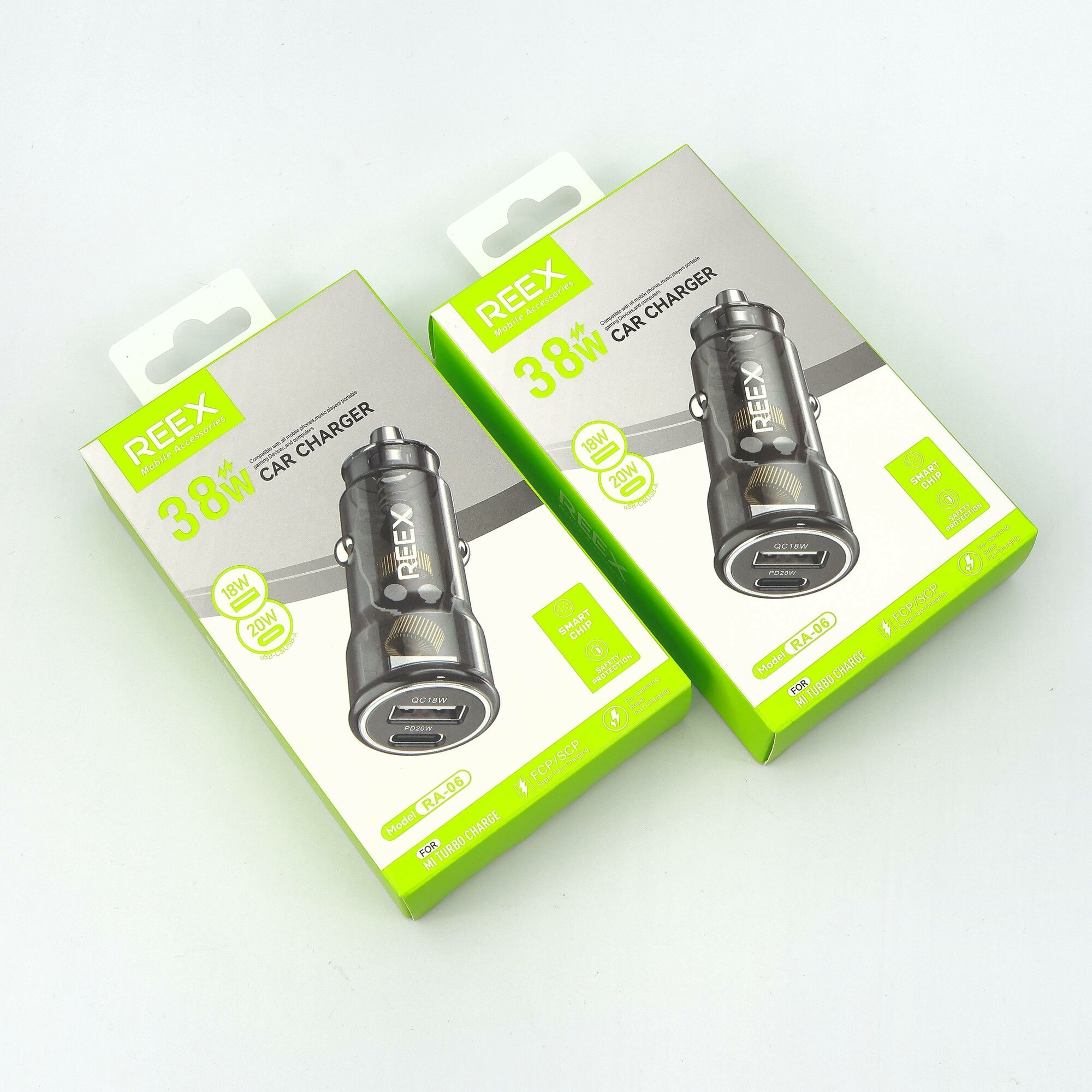 Универсальное автомобильное зарядное устройство REEX RA-06, 2 USB, черный