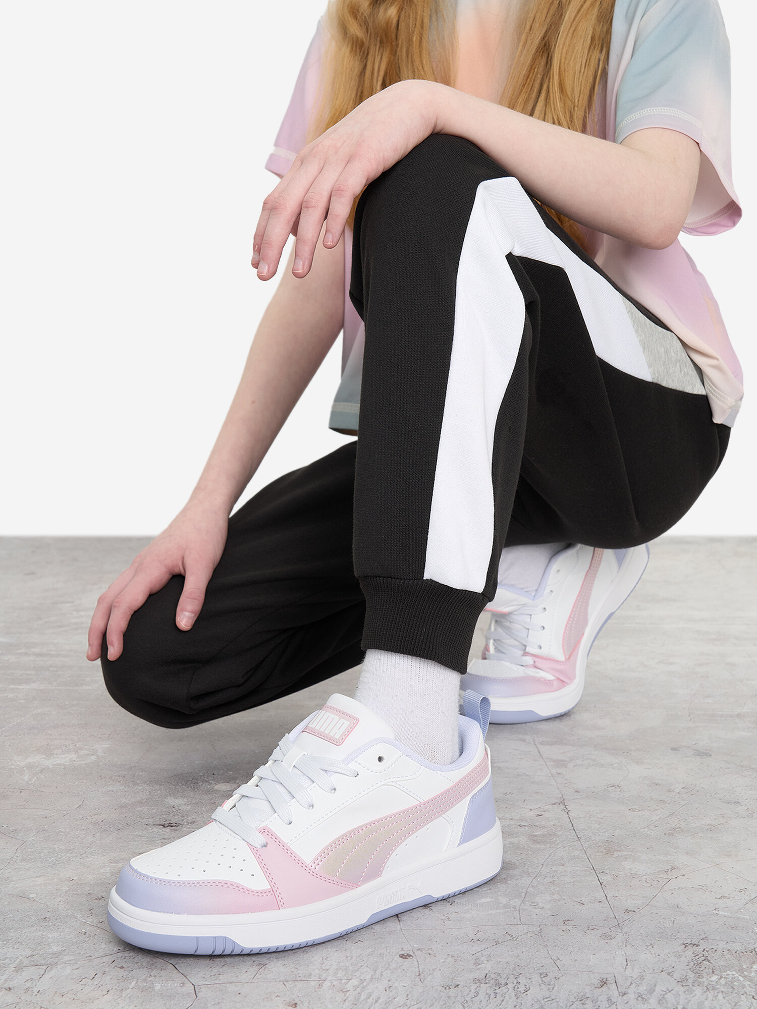 Кеды PUMA, размер 5, голубой/розовый/белый