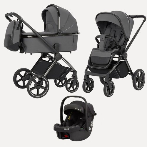 Изображение товара Коляска 3 в 1 CARRELLO Ultimo, Cool Grey, Chrome-Black, книжка, поворотные передние колеса