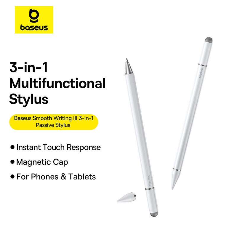 Стилус Baseus Smooth Writing 3 в 1, универсальный (P80080804213-00) белый