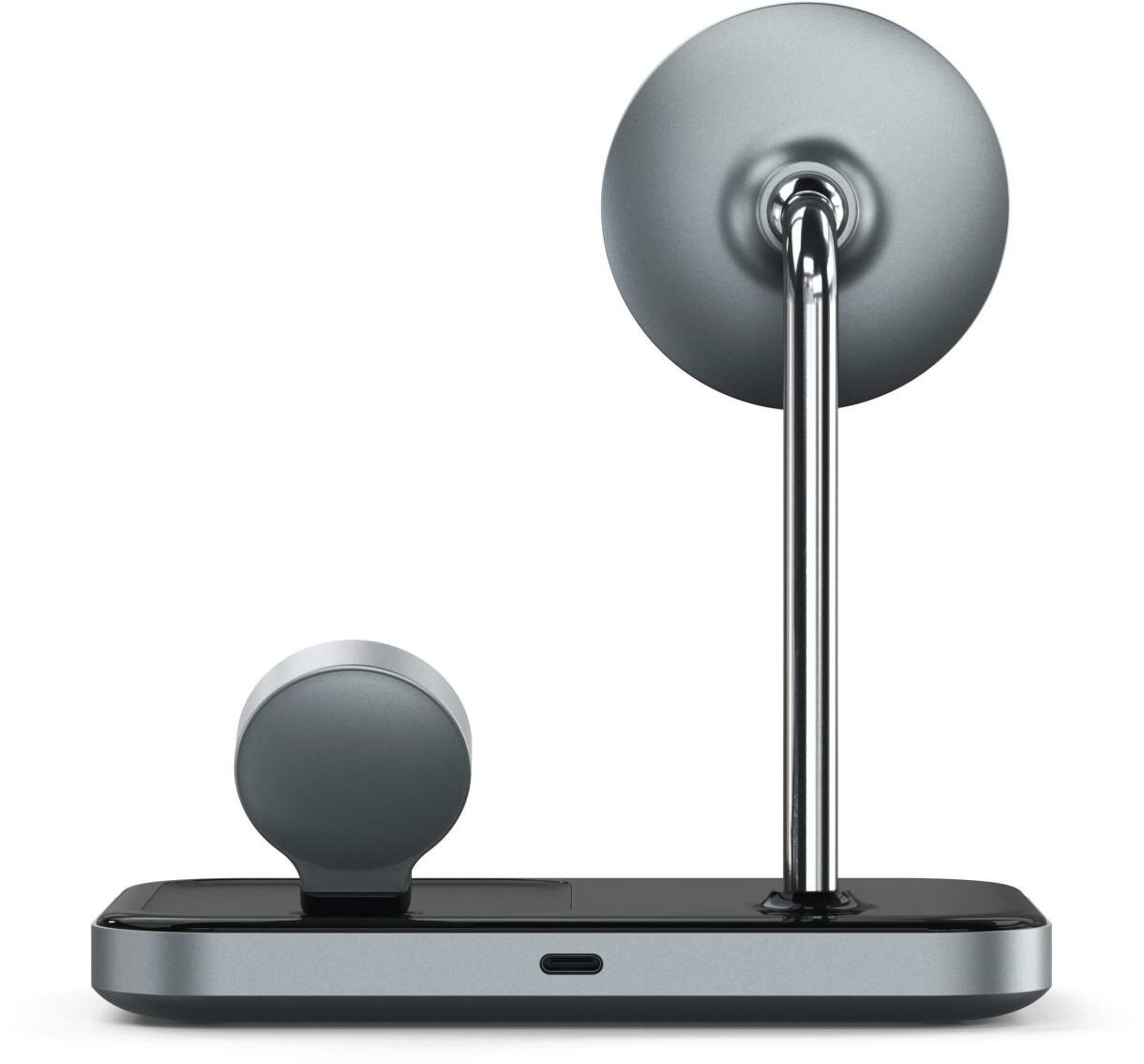 Беспроводная сетевая зарядка Satechi Magnetic 3-in-1 Wireless Charging Stand Серый космос — фото 1