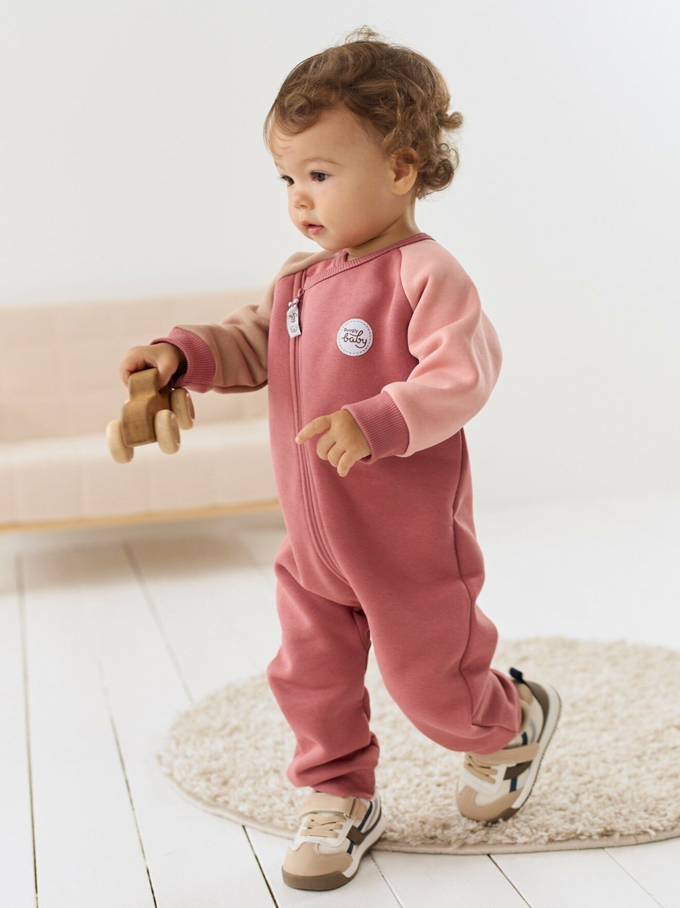 Комбинезон утеплённый BUNGLY Осень-Зима размер 74  розовый пыльная роза