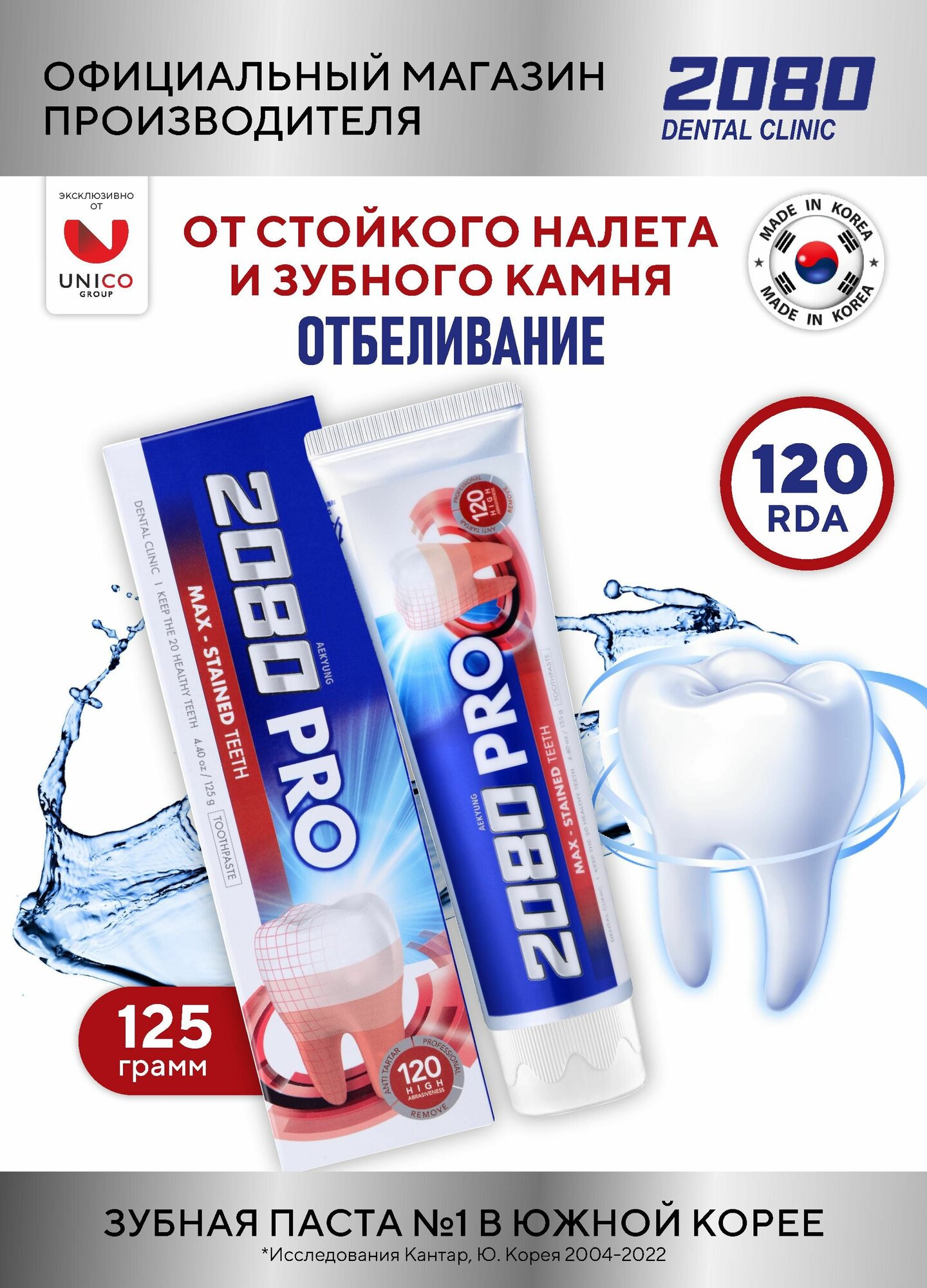 Профессиональная Корейская Зубная паста Pro Max Максимальная защита зубов и десен т кариеса и зубного камня 125 г