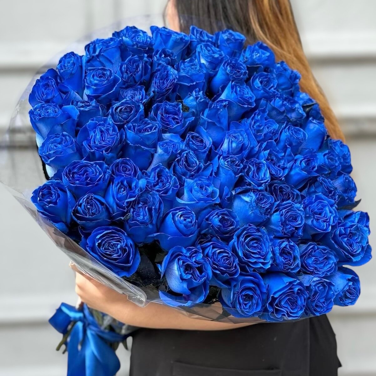 Букет из синих роз 51 шт красивый букет цветов шикарный премиум цветы премиум букет