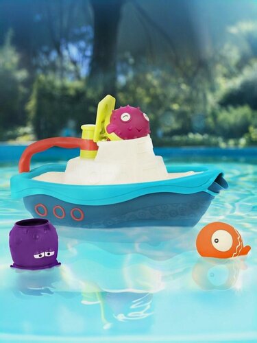 Изображение товара BATTAT Набор игрушек для ванной Морское приключение кораблик и морские обитатели для малышей от 6 месяцев