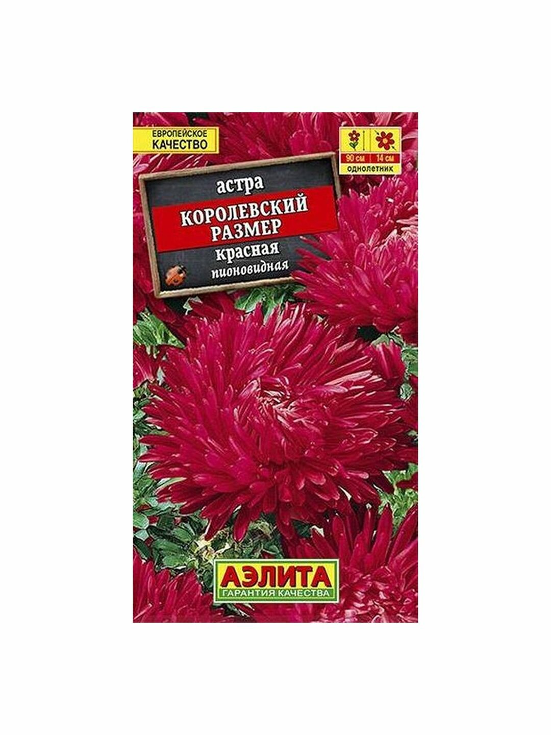 Семена Астра Королевский размер красная пионовидное однолетник Аэлита 1 пачка - 0.1г семян