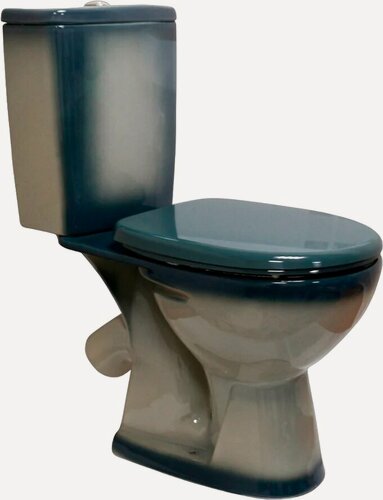 Изображение товара Унитаз-компакт напольный Rosa Уют 4630055558780 антивсплеск, фарфоровый, зеленый, глянцевый, овальный, с нижним подводом, сиденье для унитаза в комплекте