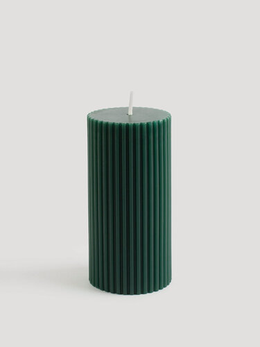 Изображение товара Свеча, 4х10 см, цилиндрическая, зеленая, Ribbed candle, Kuchenland