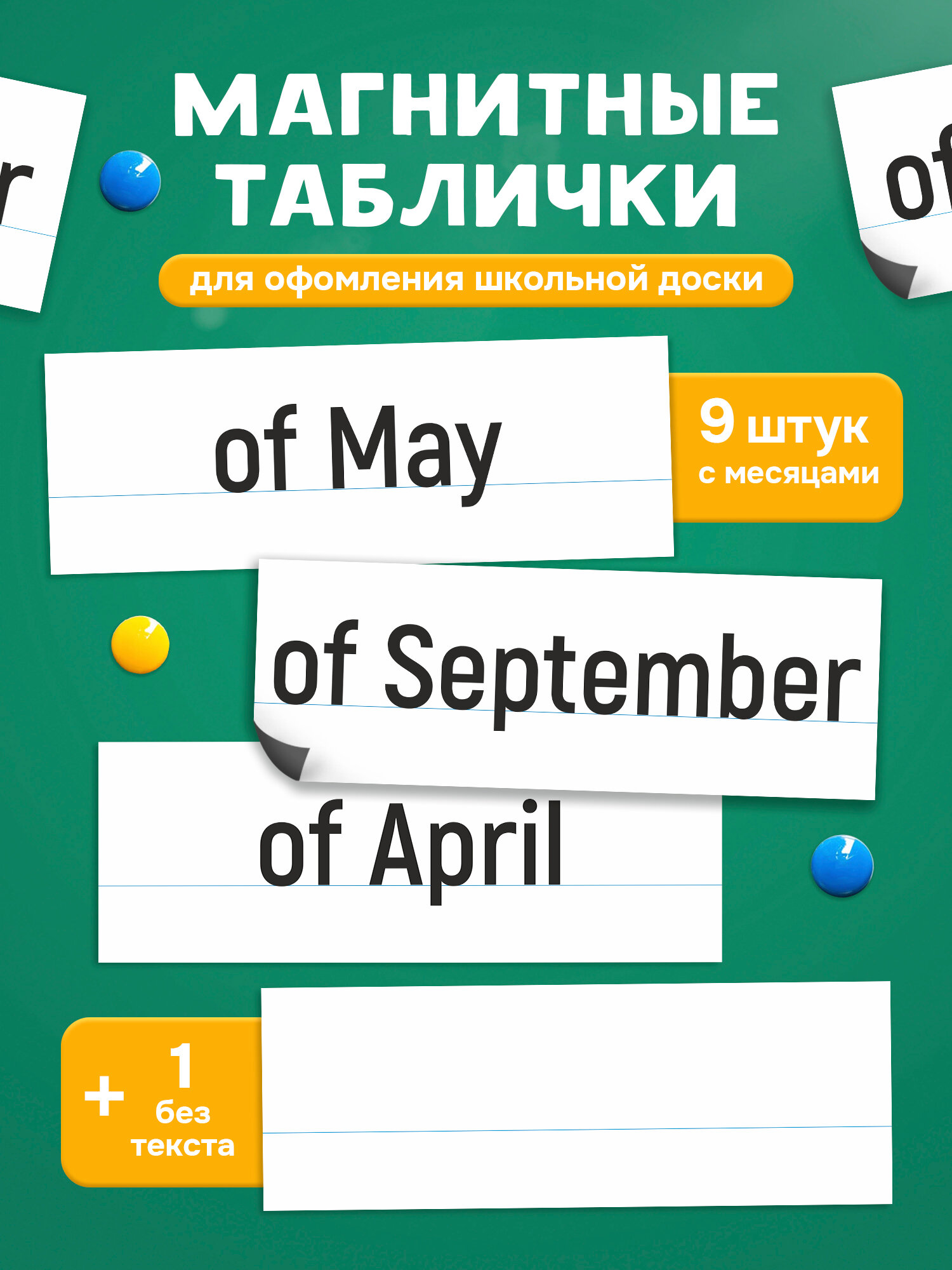 Магнитные таблички «Месяцы учебного года», английский язык, 10 шт