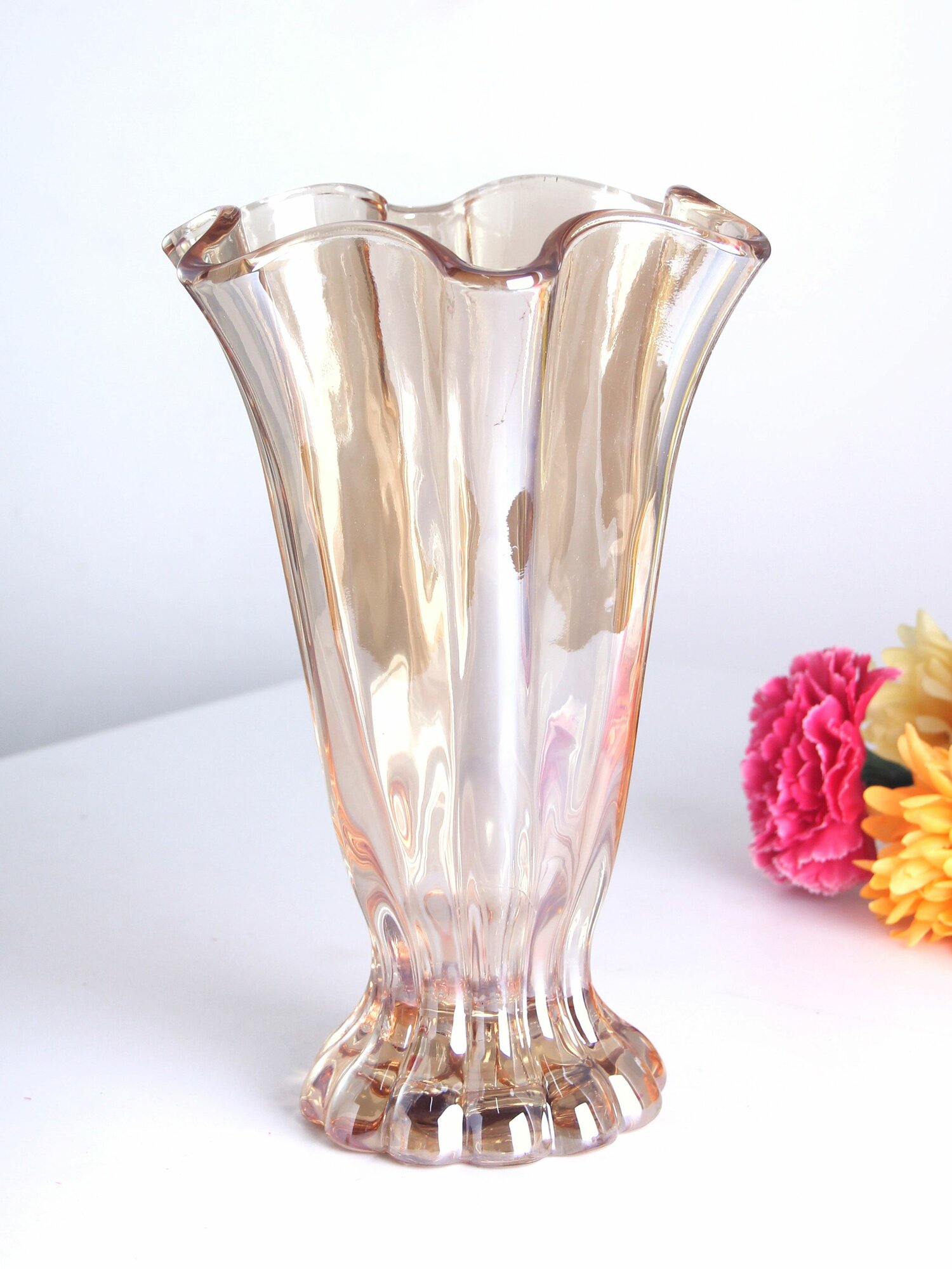 Ваза Мистик 23 см карамельная прозрачная