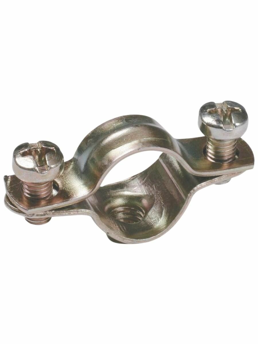 Скоба (хомут) металлическая двухкомпонентная с внутренней резьбой М6 для труб d12-13мм IEK CMA12-12-100 (20 шт)