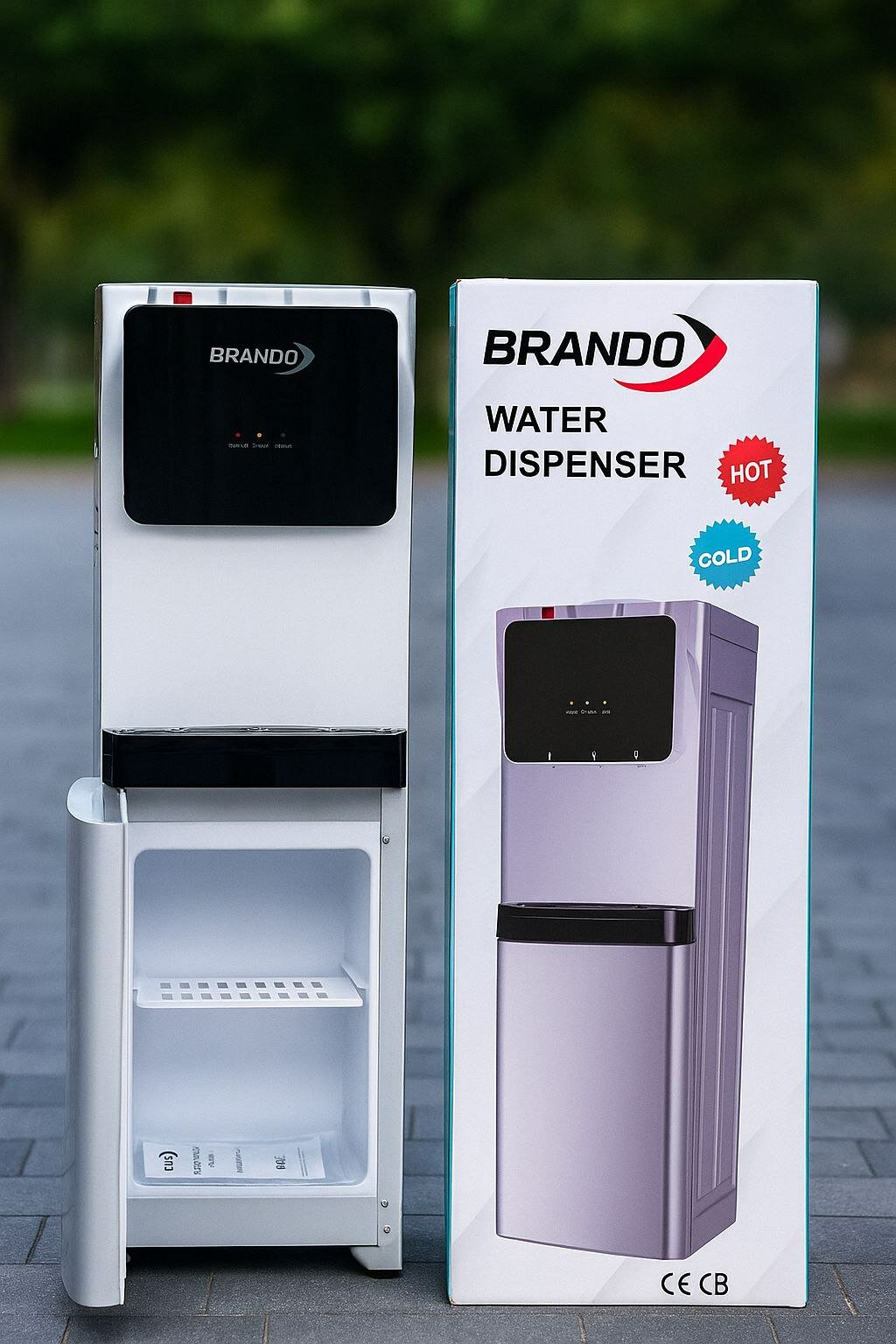 Кулер для воды Brando модель AFK-1199-1 компрессорный со шкафчиком, защита от детей, цвет: серебристый — фото 1