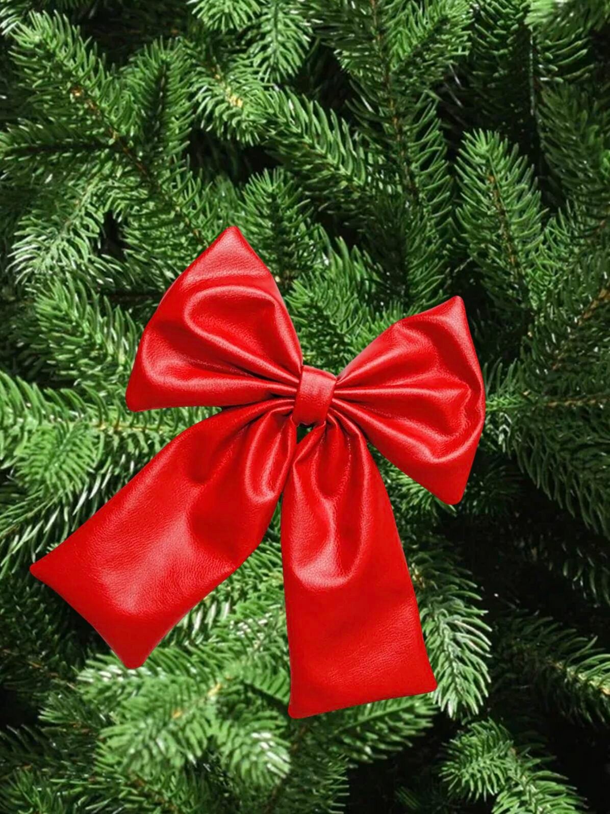 Бант на елку 30см, украшение новогоднее красный однотонный, Crystal Trees