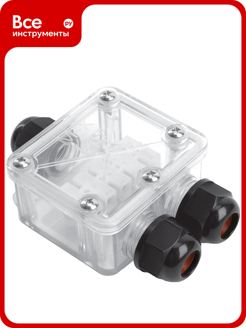 Коробка распределительная STEKKER LD538 водонепроницаемая на 3 выхода 450V 110х70х35 прозрач 50130