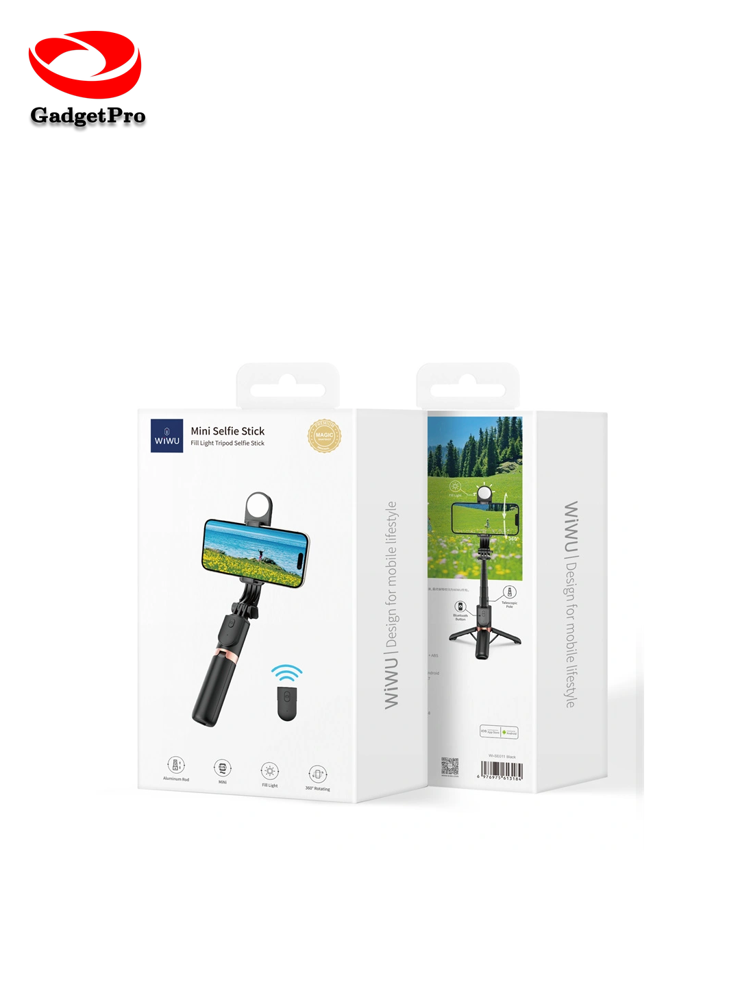 Монопод для селфи Wiwu SE011: телескопический, Bluetooth, для телефона, надежный, черный.