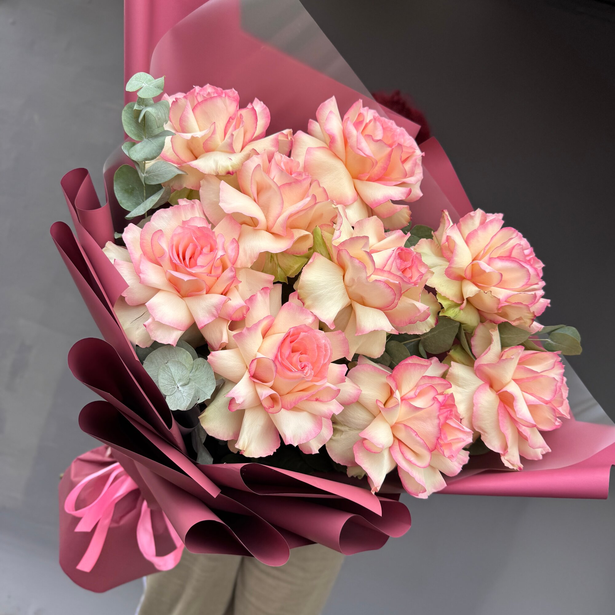 Огромные 7шт (на фото 10шт) Французские розы эсп бур арт.13855 - Просто роза ру — фото 1