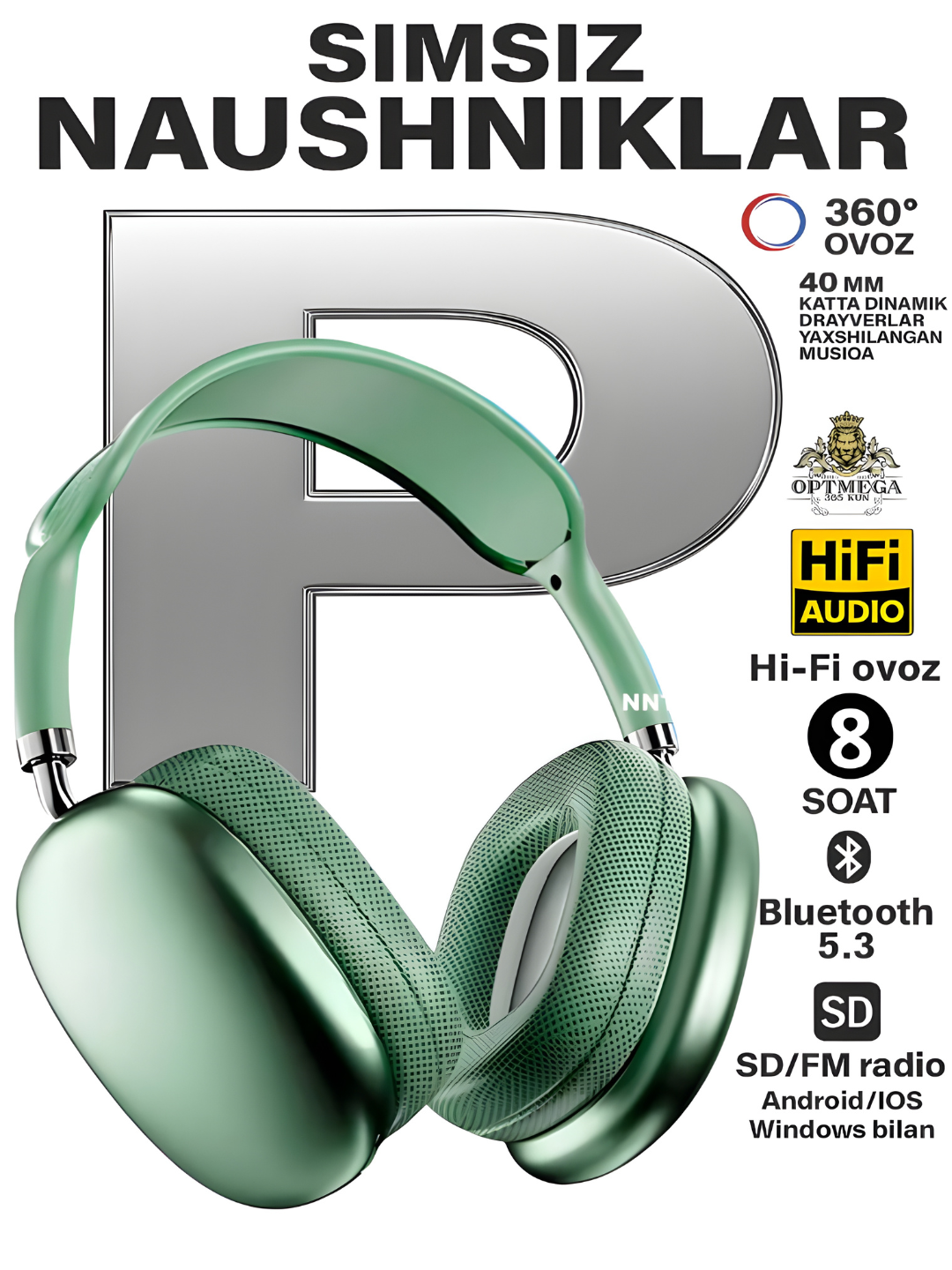 Наушники беспроводные P9, с ANC, время работы 12 часов, планарные