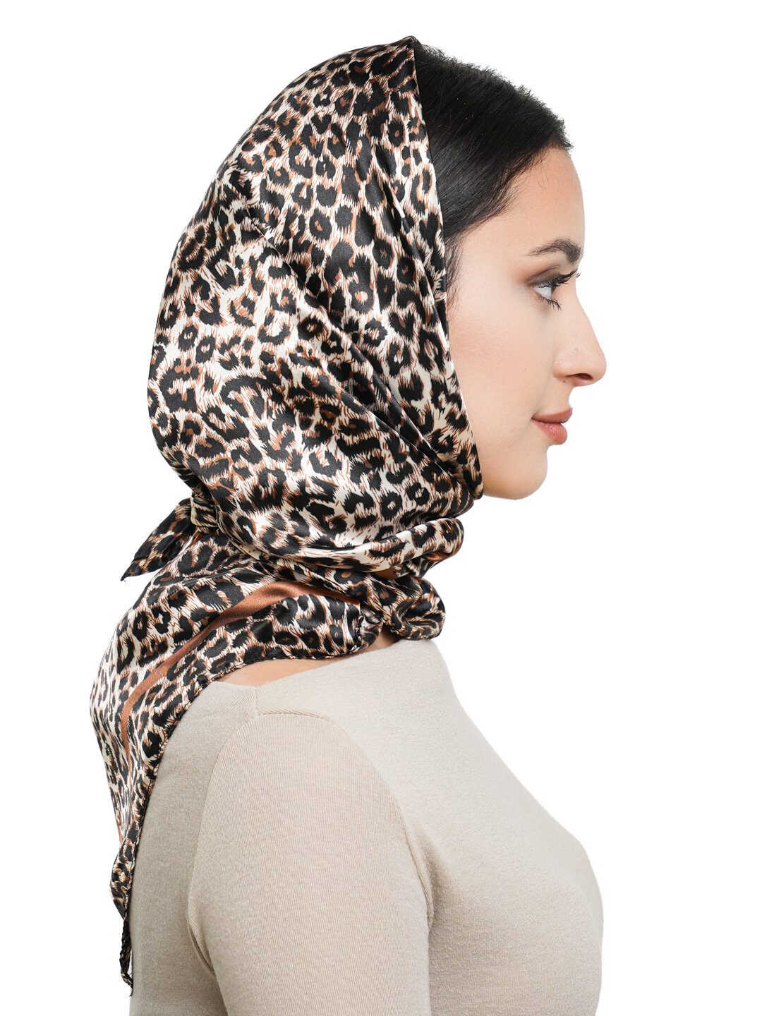 Платок  для девочек и женщин,90х90 см, тигровый — фото 1