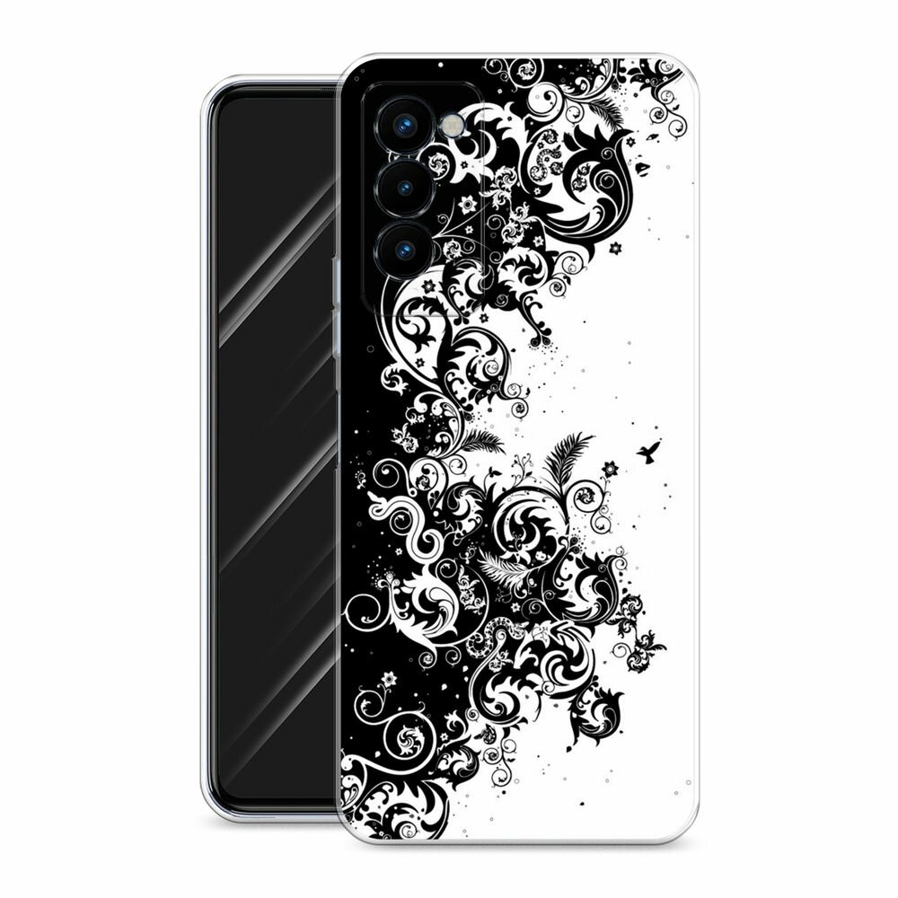 Чехол на Tecno Camon 18P / Техно Камон 18Р с принтом "Черно белый узор" — фото 1