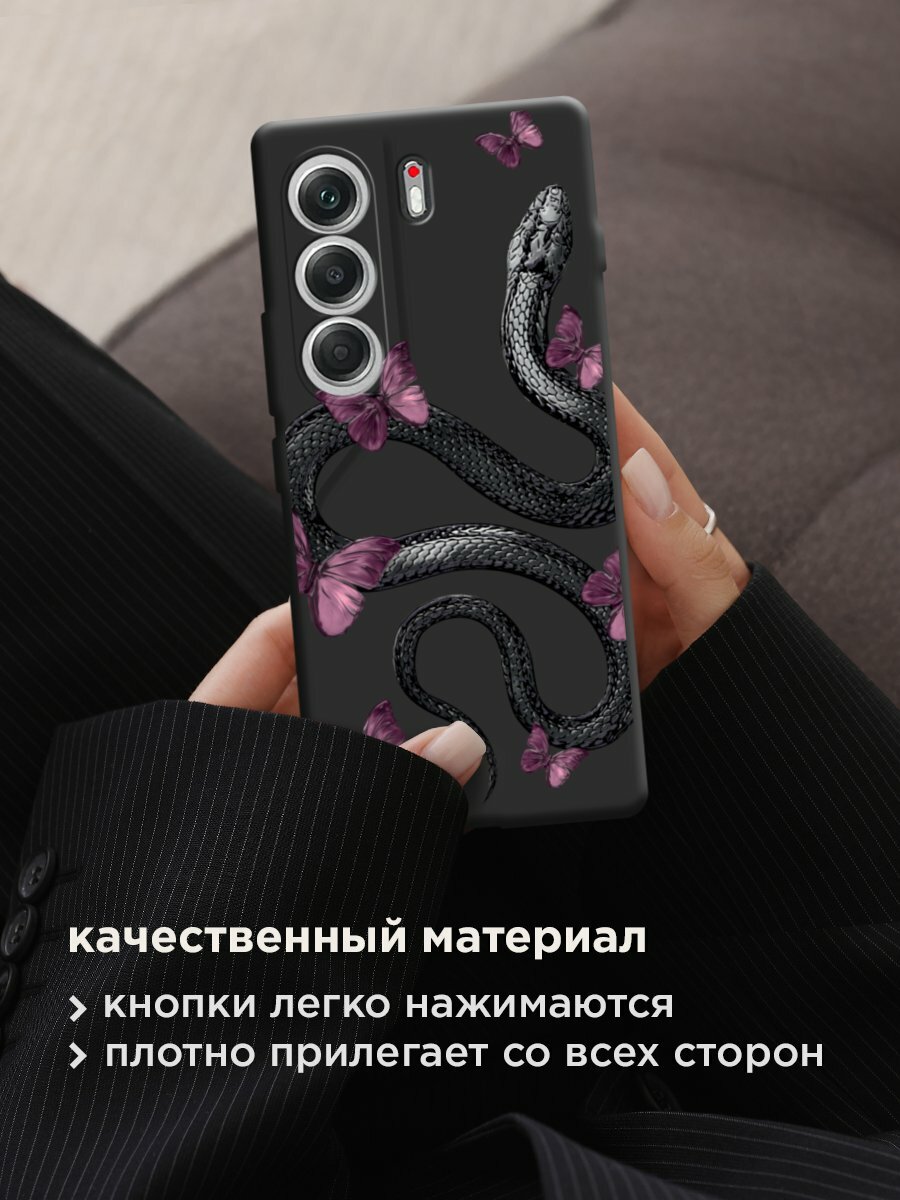 Чехол на Tecno Camon 40 / Текно Камон 40 с принтом "Snake and butterflies 2" — фото 1