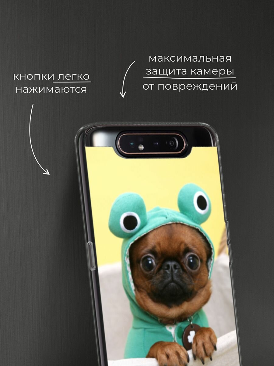 Чехол на Samsung Galaxy A80 / Самсунг Гэлакси A80 с принтом "Собачка в шапке лягушки" — фото 1