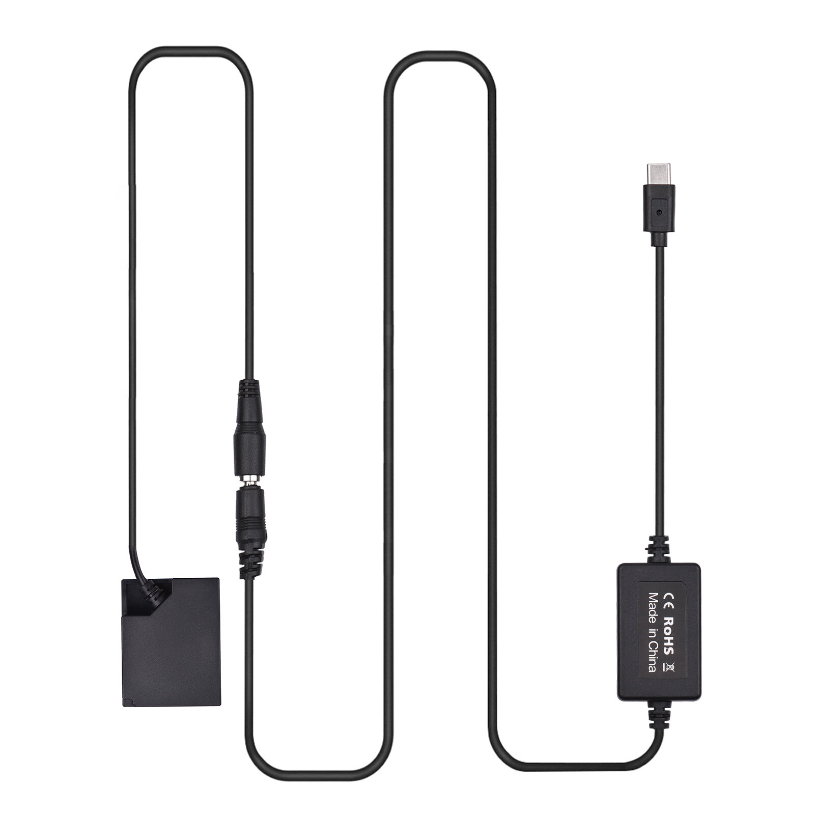 Кабель PD USB Type-C к имитационному батарейку NP-W126 DC Coupler для Fujifilm X-A2 A3 X-E2s X-Pro2 T20 T10 X-T30 X-T1 T2 X-T3 E3 черный пластик длина кабеля 1.26м длина имитационной батарейки 0.32м размер 4.6*3.6*2.5см вес 21г вес кабеля 39г