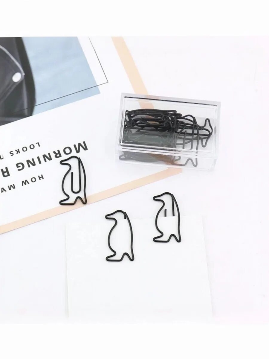 Скрепки фигурные, котики и пингвины 20 шт — фото 1