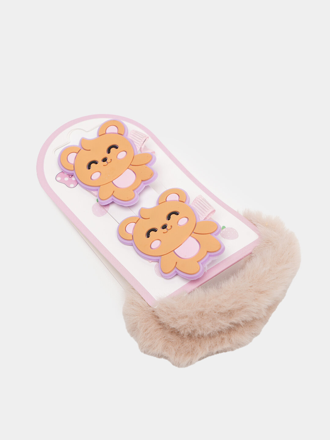 Набор две пушистые резинки + две мультяшные заколки , набор для принцессы