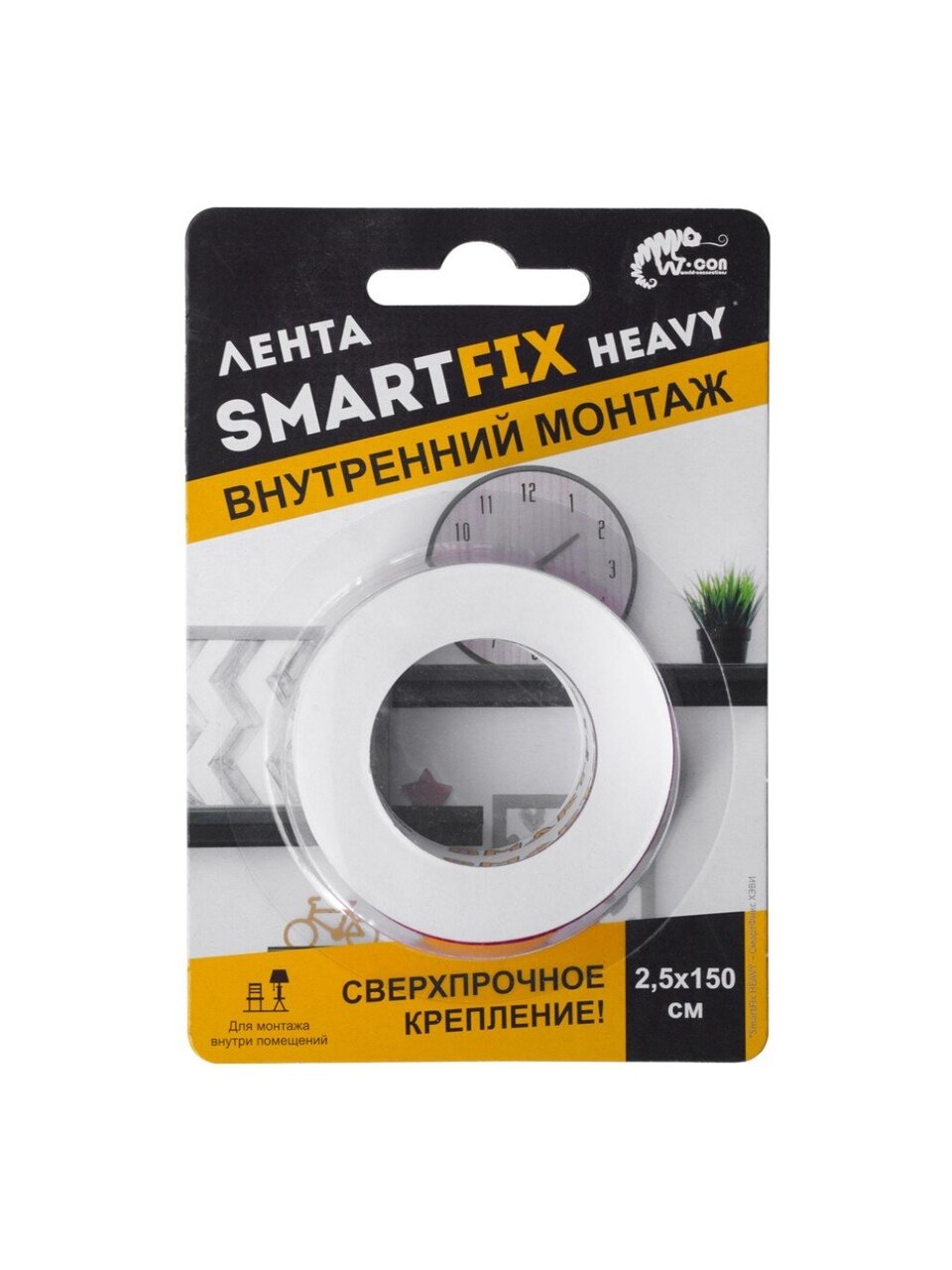 Лента 25 мм прозрачная основа акриловая 1.5 м W-con SmartFix HEAVY для внутреннего монтажа SFV2515T